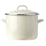 B&K BK Indigo Holländisches Erbe Deutscher Emaillierter Suppentopf mit Deckel mit PFAS-Freier Keramik-Antihaftbeschichtung, 24 cm/8,7 Liter, Induktion, Spülmaschinenfest, Backofenfest, Crème