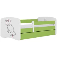 raumhirsch furniture Kinderbett mit Motiv Katze 80 x 180 cm Holzwerkstoff grün