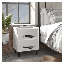 vidaXL Nachtschrank mit Metallbeinen 40 x 30 x 50 cm Weiß