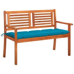vidaXL Gartenbank 2-Sitzer-Gartenbank mit Auflage 120 cm Massivholz Eukalyptus (1-St) blau 120 cm x 89 cm x 50 cm