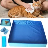 Klappbar Eckig Planschbecken Hund Katzen,Faltbare Hundebadewanne 50x50cm Hundepool Für Klein Hund,Hundepool Faltbarer Klein Katzenpool,Robustes Pool Für Hunde & Katzen Für Outdoor,Reise,Garten (1/Set)
