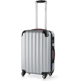 monzana MONZANA® Koffer Baseline Handgepäck ABS Hard Case Gehäuse gummierte Rollen Teleskopgriff Zahlenschloss Reisekoffer Hartschalenkoffer Trolley Silber