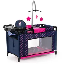 Bayer Design 62654AA Puppenbett mit Schrank, Hochstuhl, Mobile, Ablage, Bettdecke, Kissen, Kleiderbügel, Puppenzubehör