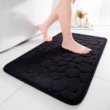 chakme Memory-Schaum Badematte, Super Absorbierend Kopfsteinpflaster Badezimmerteppich für Badezimmer, Ultraweich Badvorleger Maschinenwaschbar, 50×80 cm, Schwarz