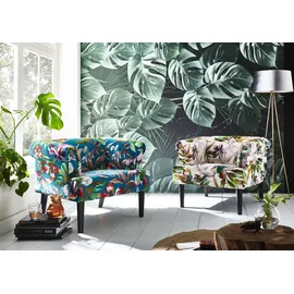 Atlantic Home Collection Sessel Charlie Samtvelours 86 x 70 x 74 cm Petrol/Bunt mit Wellenunterfederung