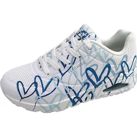 SKECHERS UNO Spread The Love Damen Weite M Weiß/Blau/Türkis 37