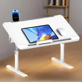 Alpstorm Klappbarer Laptoptisch Höhenverstellbarer Laptoptisch fürs Bett mit ergonomischem Neigungswinkel - Faltbarer Schreibtisch für Sofa/Boden/Bett/Outdoor (Warmweiß)