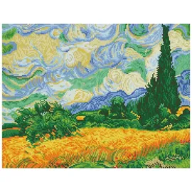 Diamond Dotz Diamond Painting Weizenfeld mit Zypressen