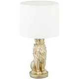Relaxdays Tischlampe Löwe Weiß,Gold