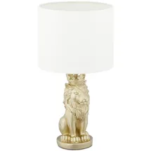 Relaxdays Tischlampe Löwe Weiß,Gold