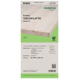 binderholz Tischplatte Fichte Oberfläche geschliffen 120 x 80 cm 28 mm