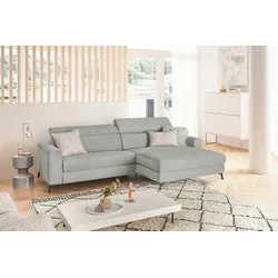 KAWOLA Sofa LAISKA Ecksofa Cord hellgrau Longchair rechts