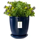 Botle Blumenübertopf Rund 19,5 x 21,5 cm Dunkelblau