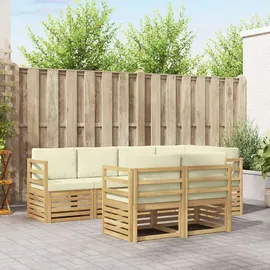 vidaXL Ecksofa Set 7-tlg. Weiß/Creme