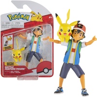 Pokémon Battle Feature Figur Ash - Pikachu, offizielle bewegliche Figuren, 11,5 cm Ash und 5 cm Pikachu