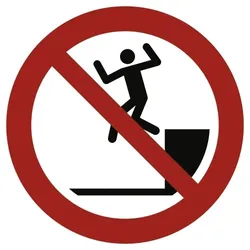 Schild Herunterspringen verboten ISO 7010, Alu, 1,8 mm, Ø 400 mm