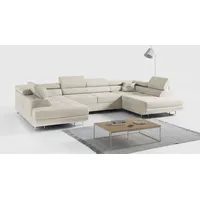 Ecksofa, Wohnzimmer U Couch, Polstersofa mit Bettkasten - GUSTAW-U - Beige - Beige