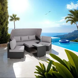 Tectake San Marino Rattan Lounge schwarz/grau