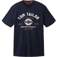 Tom Tailor Herren T-Shirt mit Logo Print, blau, Logo Print, Gr. XL