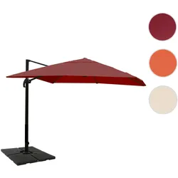 Gastronomie-Ampelschirm HWC-A96, Sonnenschirm, 3x4m (√ò5m) Polyester/Alu 26kg ~ bordeaux mit St√§nder