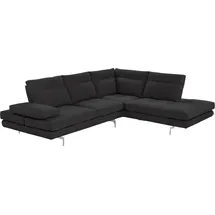Calia Italia Ecksofa CALIA ITALIA "Toby Wing, L-Form, Multifunktionssofa, bequem und edel", grau (grigio scuro bull), B:288cm H:90cm T:232cm, Leder BULL (100% Leder), Sofas, Sitztiefenverstellung und Armteilfunktion, Füße chrom glänzend