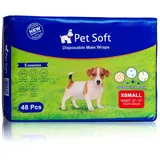 Pet Soft Hundewindeln für Rüden, Rüdenwindeln Einweg, Windel für Rüden, Super saugfähig Rüdenwindeln mit Auslaufsicher und Nässeindikator (XS-48 Stück)