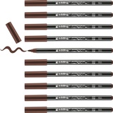 edding 4200 Porzellanpinselstift - braun - 10 Stifte - Pinselspitze 1-4 mm - Filzstift zum Beschriften u. Dekorieren von Keramik, Porzellan - spülmaschinenfest, lichtechte Tinte, schnell trocknend