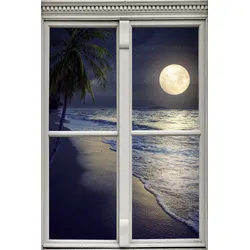 Wandsticker QUEENCE "Vollmond", bunt, T:0,1cm, Wandtattoos, Wandsticker, Wandbild, selbstklebend, 3D, Fenster