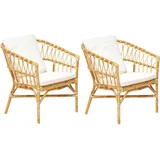 2er Set Rattan Sessel CALIFORNIA Natural inkl. Kissen Relaxsessel Armlehnsessel