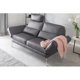KAWOLA Sofa HURRICANE 2-Sitzer Leder dunkelgrau