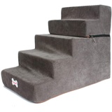 Haustiertreppe Hundetreppe Katzentreppe Flanell Hoher Dichte Schwamm Haustiertreppe Schritt Für Hunde Katzen, Atmungsaktive Und Abnehmbare 5 Stufen Hundetreppe Leiter Für Sofa Oder Bett 65x38x50cm