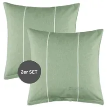 Esprit 2er Set: Renforcé-Kissenhüllen "E-Harp" in Hellgrün - Gr.: 40x40 cm