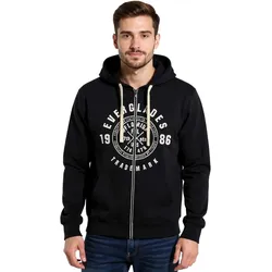 Herren Sweat-Jacke mit Kapuze Baumwoll-Jacke Sweatshirt-Jacke 963394 Schwarz - 64/66