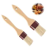 Backpinsel Naturborsten – Küchenpinsel mit Schweineborsten & Buchenholzgriff – Pinsel Küche für Butter, Öl, Backen & Kochen – Hochwertiger Backpinsel naturborsten wiederverwendbar (2 Stück)