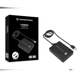 Conceptronic HUBBIES10B - USB-Hub/ 4-Port 3.0/1x3.0 3x2.0 o. Netzteil/schwarz