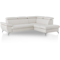 Mivano Ecksofa Gisele / Eckcouch mit Schlaffunktion, Stauraum, Armteilfunktion und Kopfteilverstellung / 256 x 83 x 209 / Kunstleder, Weiß