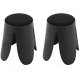 sweeek / 2er Set stapelbare Hocker, strukturierter Bouclébezug,