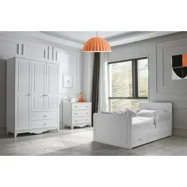 JV Möbel Set Bett, Kleiderschrank Kommode, Modernes Design Stilvolles Kinderzimmer 3-teilig