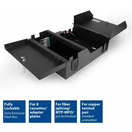 Act Lockable zone enclosure patch box 8 slots for fiber and copper (FA2035)