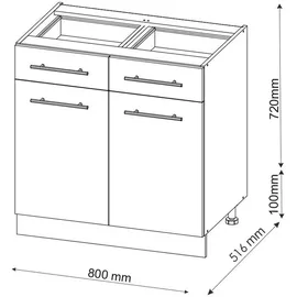 Vicco Schubladenschrank Fame-Line 80 x 60 x 81,5 cm Grün-Gold