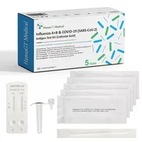 HansaGT Medical Corona Schnelltest und Grippe Test für Zuhause Covid 19 & Influenza A/B Combo Rapid Test Cassette, Antigen Selbsttest 5 Stück (1er Pack) + E-Book