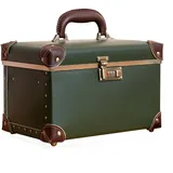 Urecity Kosmetikkoffer mit Spiegel Beauty Case Hartschale Vintage Schminkkoffer Leder Kosmetikkoffer Damen mit Zahlenschloss (Armee Grün, Medium (Length: 13"))