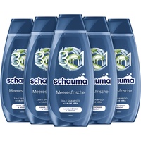 Schauma Schwarzkopf 3in1 Shampoo Meeresfrische (5x 400 ml), Haarshampoo für Haare, Körper und Gesicht, 3in1 Shampoo spendet dem Haar Feuchtigkeit und erfrischt