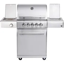 CHEF M Paket D - Basis silber, 3 Brenner, Backburner, Seitenkocher, Steakzone, C...