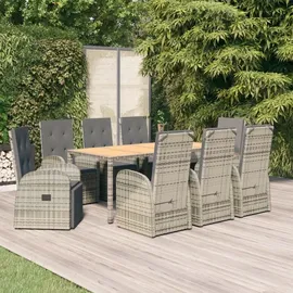 vidaXL Garten-Essgruppe 9-tlg. Grau
