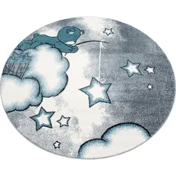Kinderteppich AYYILDIZ TEPPICHE "Kids 580" Gr. 10, blau, H:12mm Ø:160cm, Kunstfaser, Teppiche, Motiv Sterne, Kurzflor