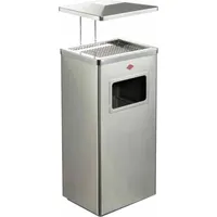 Wesco Standascher mit Dach edelstahl matt 19 Liter Volumen, inkl. Sieb und Dach, Edelstahl-Einsatz, wetterfest, Outdoor geeignet
