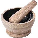 Beliani Mörser und Stößel QENA Mango Holz Braun/Schwarz