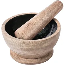 Beliani Mörser und Stößel QENA Mango Holz Braun/Schwarz