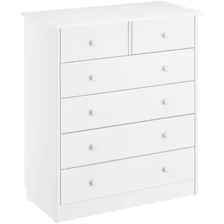 Erst-Holz Kommode weiß Sideboard Anrichte Kiefer massiv 2+4 Schubladen 90.50-13W